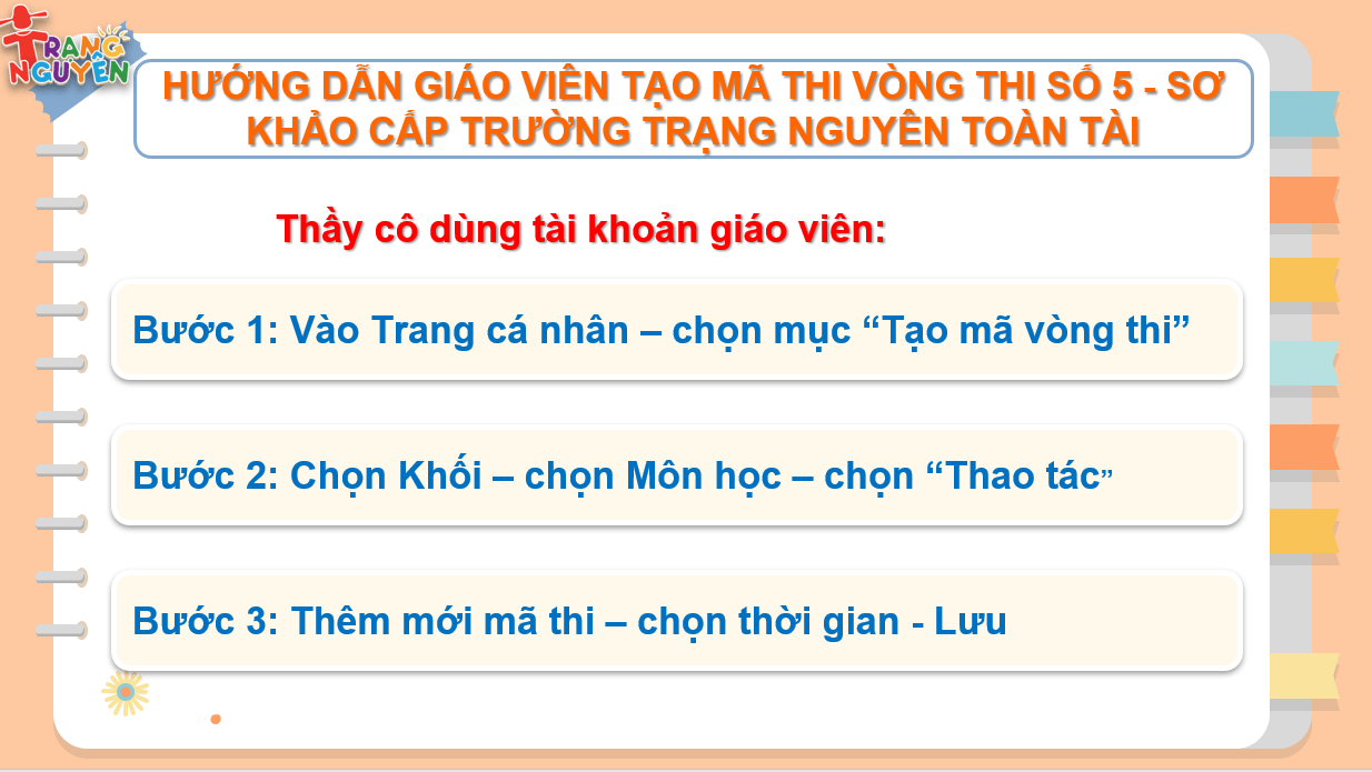 Lưu Ý Thi Sơ Khảo Cấp Trường Trạng Nguyên Toàn Tài (Vòng 5) | Tiểu Học Tân  Xuân